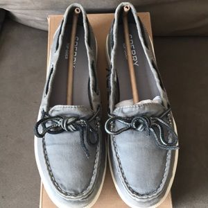 Sperry Boat Shoes-Oasis Canal Canvas Grey-Size 8